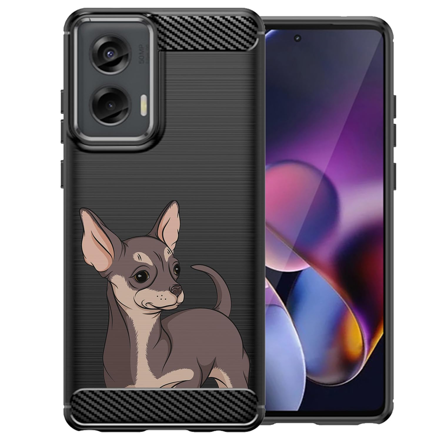 CasesOnDeck Dog Design Case Compatible with Motorola Moto G Stylus 5G 2024 / Moto G Stylus 2024 - Slim TPU Flexible Matte Carbon Fiber Texture Cover (