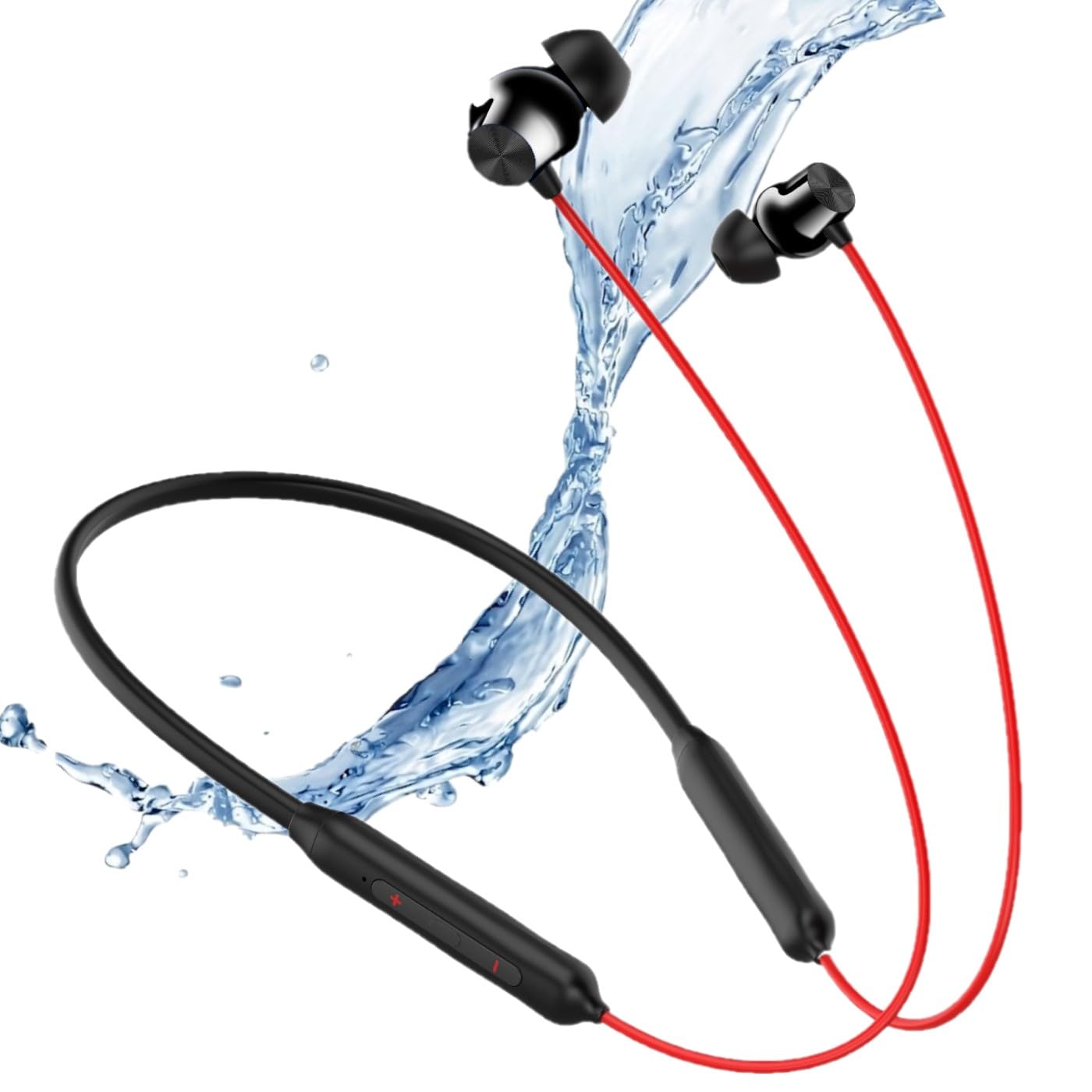 Wireless Bluetooth Neckband Headphones, 40 Hours Playtime, Magnetic Earbuds, Type-C Fast Charging, HD Mic Bluetooth Headphone (RED)-picture-42