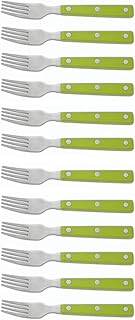 Arcos Serie Cuchillos de Mesa - Caja 12 uds Tenedor - Tenedor de Acero Inoxidable 18/10 de 190 mm - Mango Polioximetileno Color Verde (12 UDS)