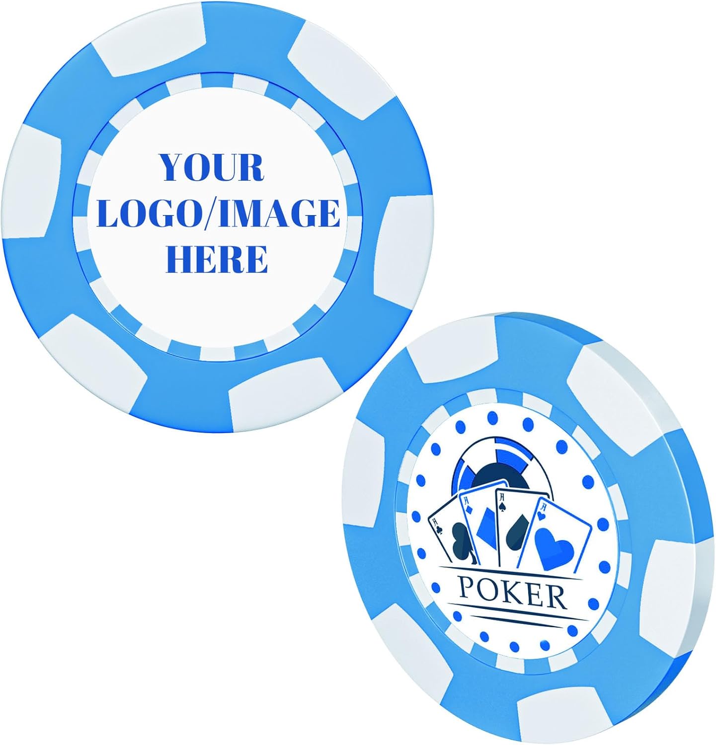 12.5G Custom Ceramic Clay Poker Chips Printed in Color with Personalized Logo Design Images for Corporate Events Commemorative Coins Family Entertainment Beverage Tokens Golf (50-1000)
