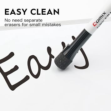 Comix Magnetic Dry Erase Markers, Fine Tip Black Whiteboard Markers with Eraser Cap, Low Odor Black Markers for Kids Teachers