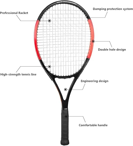 Miniatura 2 de KEVENZ Raqueta de tenis con bolsa de transporte, raqueta de tenis de entrenamiento profesional para mujeres, hombres y adultos, ligera y a prueba de