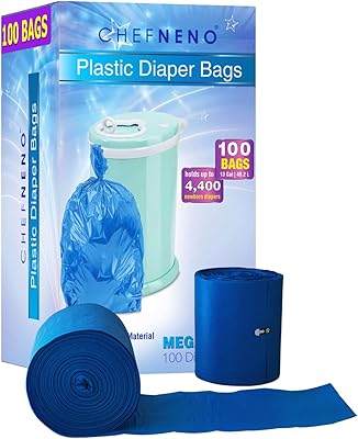 Disposable Diaper Pail Refill Plastic Bag (100 count) Compatible with Ubbi Diaper Bag Pail 13 Gal Capacity Diaper Pail Bag Fits 8 Gallon Medium Kitchen Trash Bag Heavy Duty Large Garbage Bag, 100 Bags