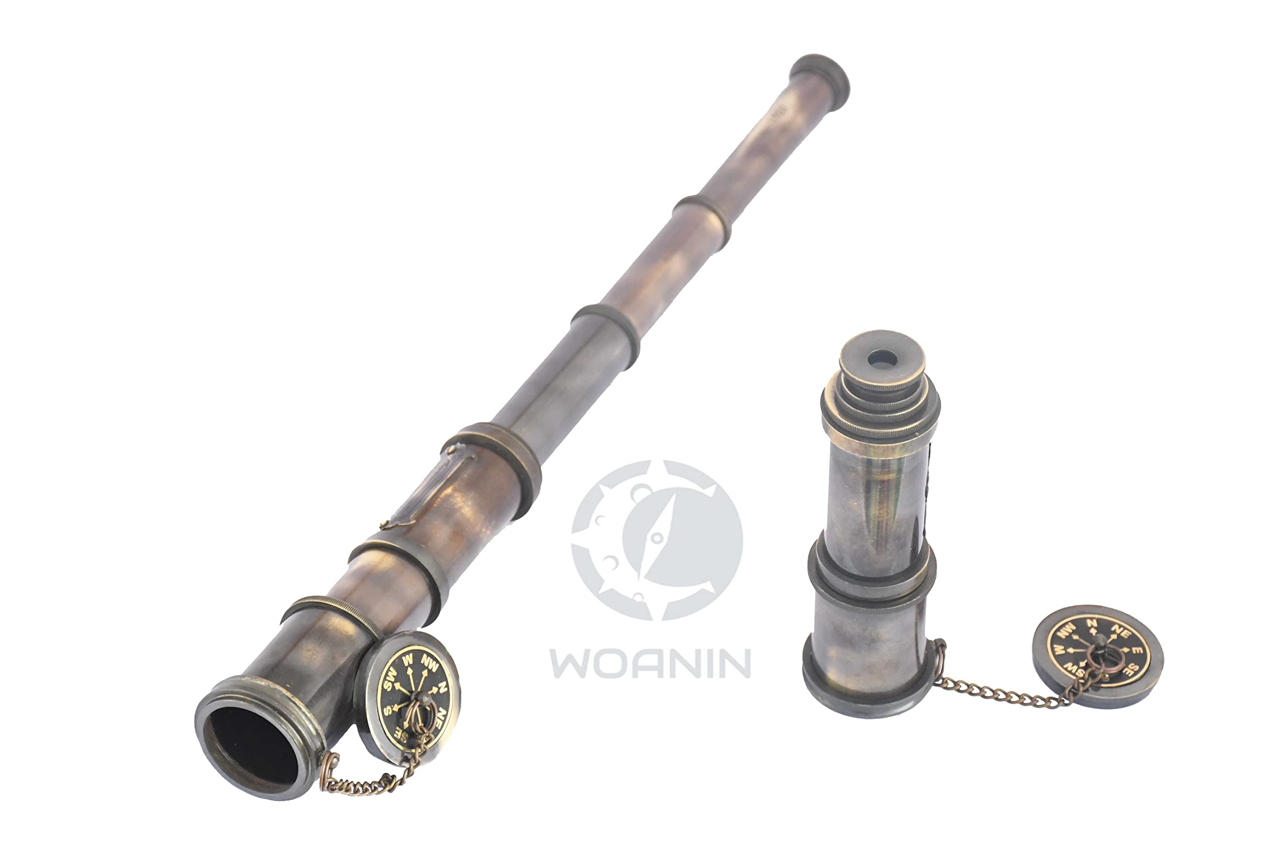 1915 London Brass Maritime 15x Vintage Piraten Spyglass Teleskop,Funktionelles Messing & klare Sicht Piraten Teleskop,Wunderbares Geschenk für Liebhaber von nautischen Dekorationen (#Schwarz)