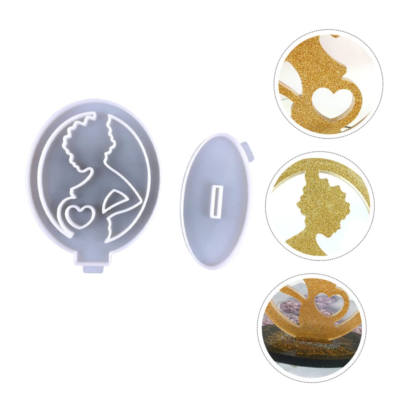 Housoutil 5 Ensembles Moule d'ornement d'amour Ornements Fondant Silicium Outil de Moulage d'ornement Moule de Parure fête des mères Moule décor Femme Enceinte Gel de silice Blanche