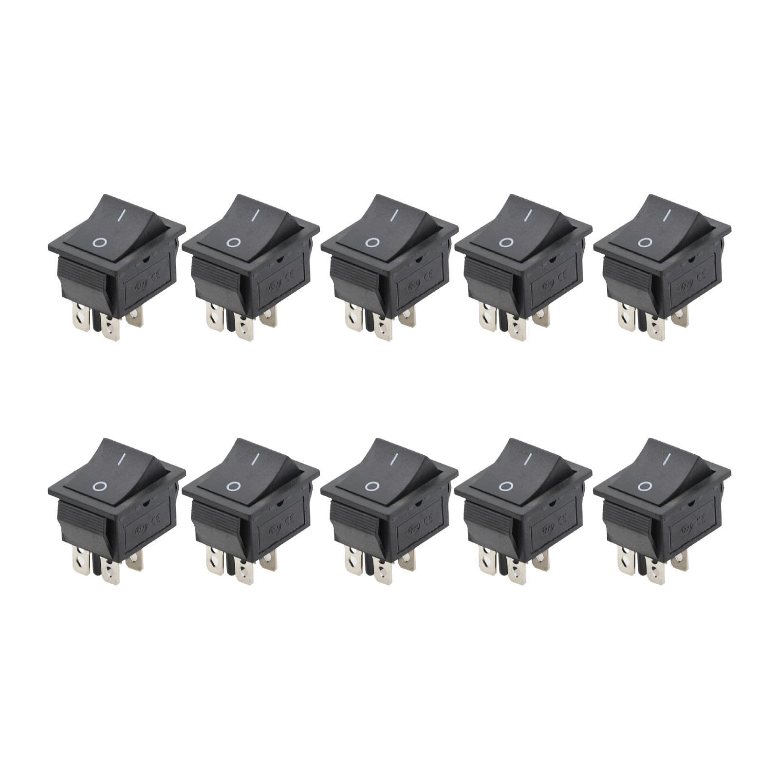 UJEAVETTE 10x Mini Rocker Switch Easy to Use Switch Snap for Appliances Household Boat Black-image-35