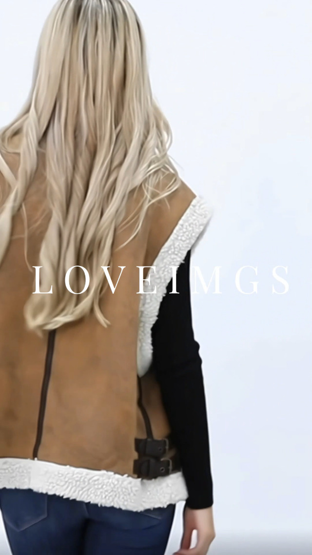 loveimgs Women's Winter Warm Suede Sherpa Leather Vest Jacket Zip