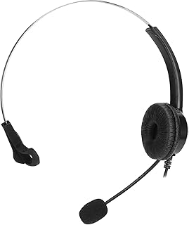 ASHATA Corded Telephone Headset with Noise Canceling Mic, Audio Control, RJ9 Call Center Headset Headphone For Desk Telephone, for Skype Chat, Business, Call Center, Conference Call, etc