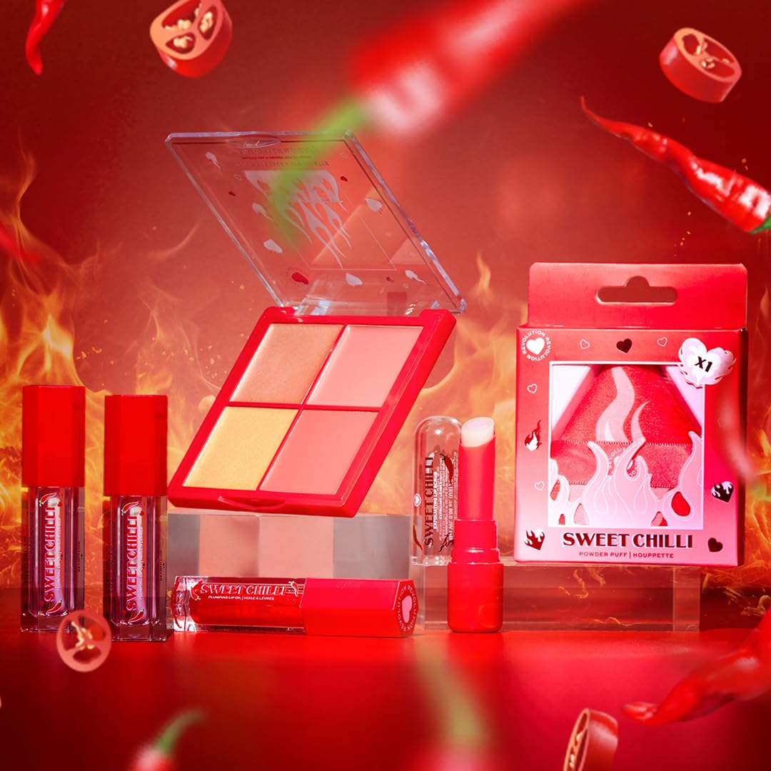 Makeup Revolution I Heart Revolution Sweet Chilli Plumping Lip Oil - Red for Hydrated Lips & Glossy Finish, Pack of 1 (4 ML) 3