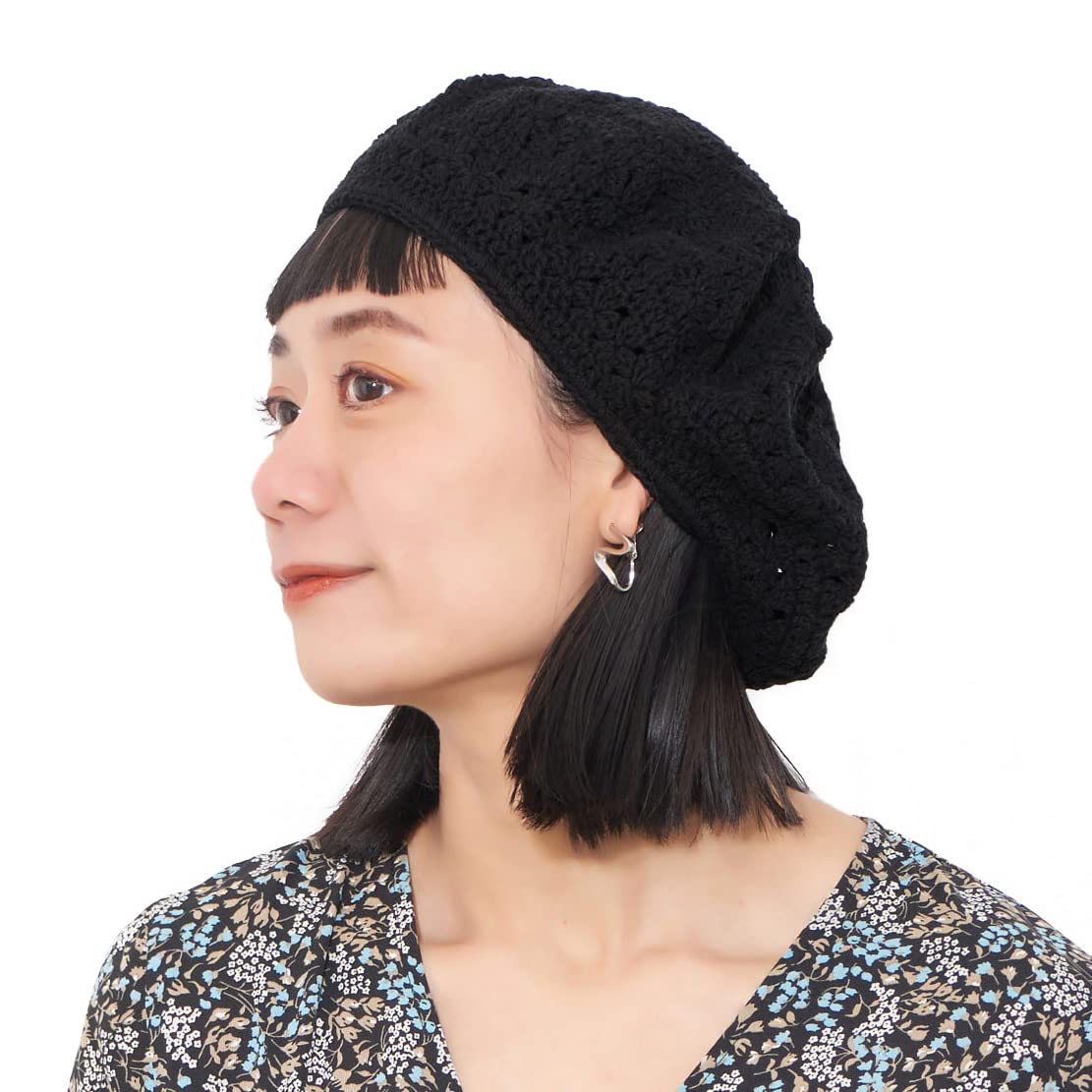CHARM Mujer Gorro Boina De Punto - Crochet Beret Francesa Beanie para Mujeres Verano Sombrero Estilo Boho Vintage