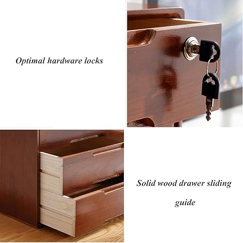 Miniatura 6 de Archivador de escritorio - Caja de almacenamiento de escritorio con cajones, gabinete de almacenamiento de madera para maquillaje, caja de