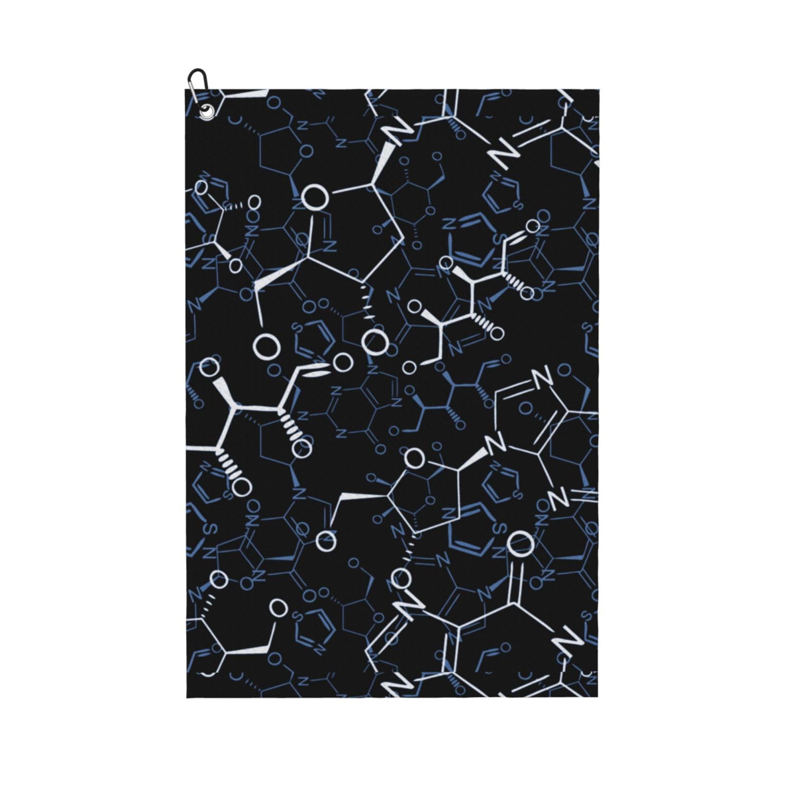 Hnnkloy Chemical Chemistry Symbols, 16x24 in Portable Waffle Golf Towels with Carabiner Clip for Golf Bag