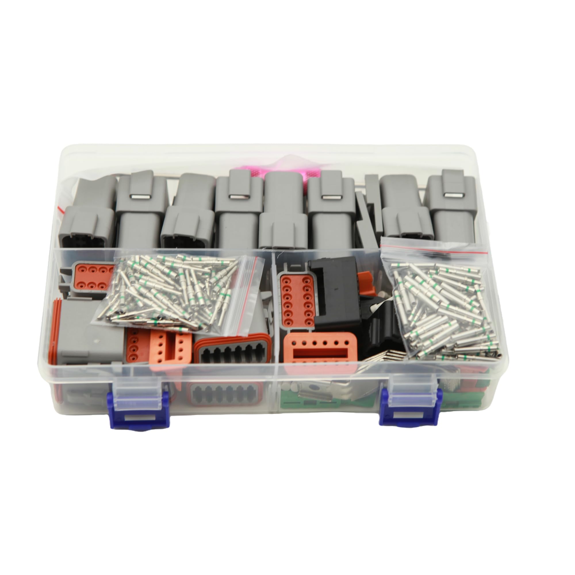 Kit di connettori Deutsch DT da 252 pezzi, 8 set di connettori elettrici a 12 pin, DT04-12P/DT06-12S, connettore impermeabile per auto, 1011-344-0205, tappo antipolvere nero, contatti solidi 16# e
