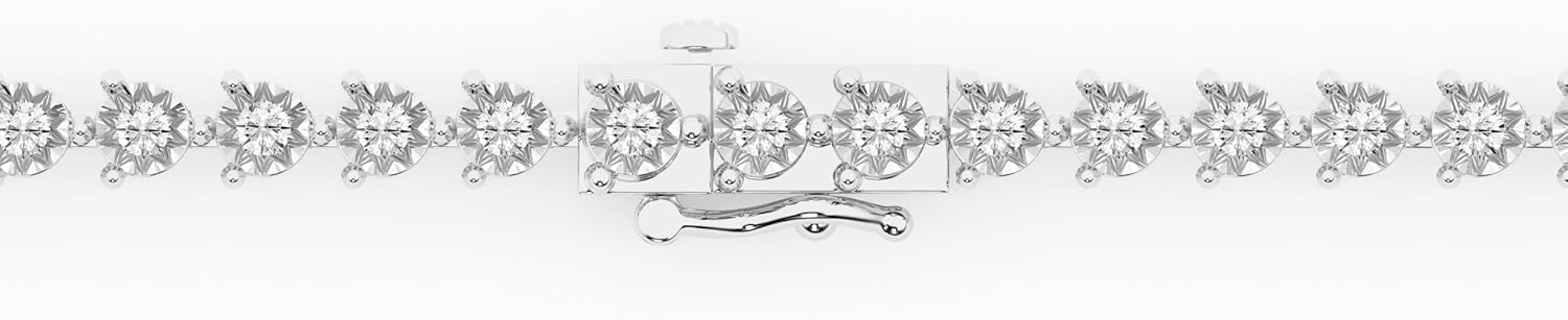 Belacqua 2 Carat Round Lab Grown Diamond Tennis Bracelet in Sterling Silver, 7 Inches Length, Martini Bracelet, J-K Color, I1-I2 Clarity, Fine Jewelry for Women, Gift Box Included