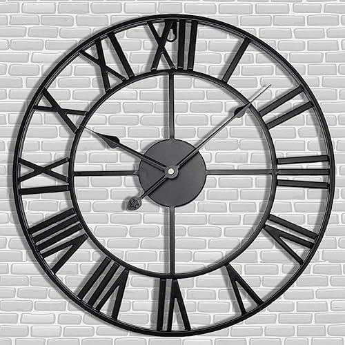 Reloj de pared grande con número romano antiguo de 16 pulgadas, para interiores y exteriores, impermeable, decorativo, contemporáneo, de gran