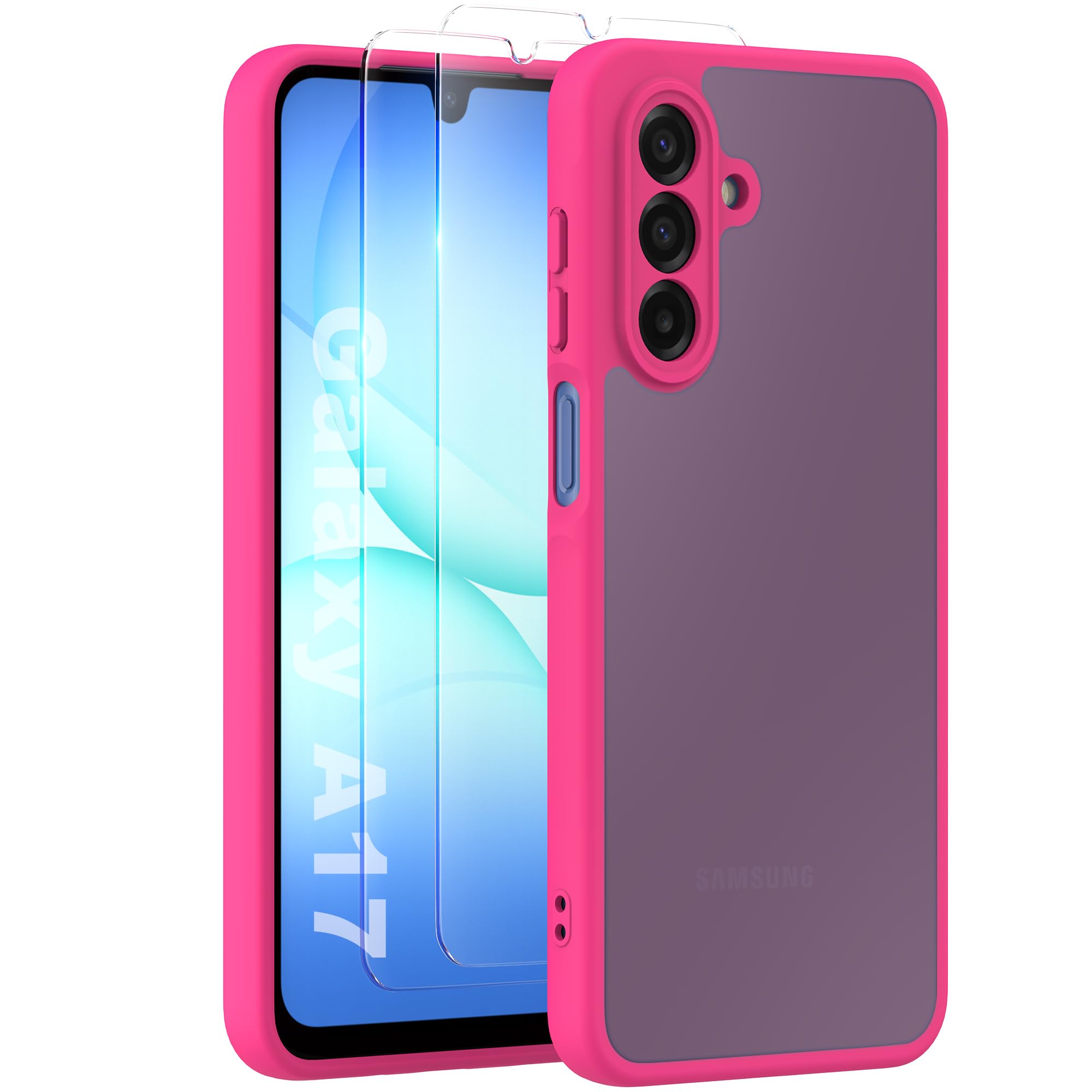 MOONESS Matte für Samsung Galaxy A17 5G Hülle mit 2 Schutzfolie, Kratzfest Transluzente Rückseite Vollständiger Kameraschutz Dünn Handyhülle