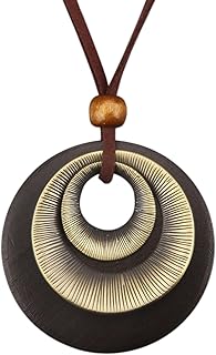 Large Pendant Necklaces Layered Boho Circle Leather Choker Chunky Boho Necklace for Women Long Sweater Necklace Jewelry