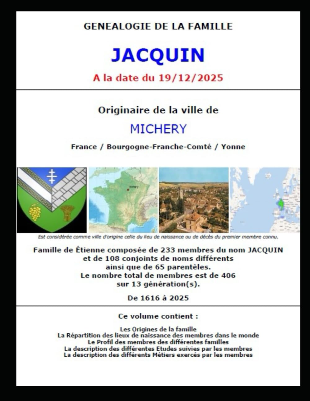 Généalogie Famille Jacquin Origine et Profils