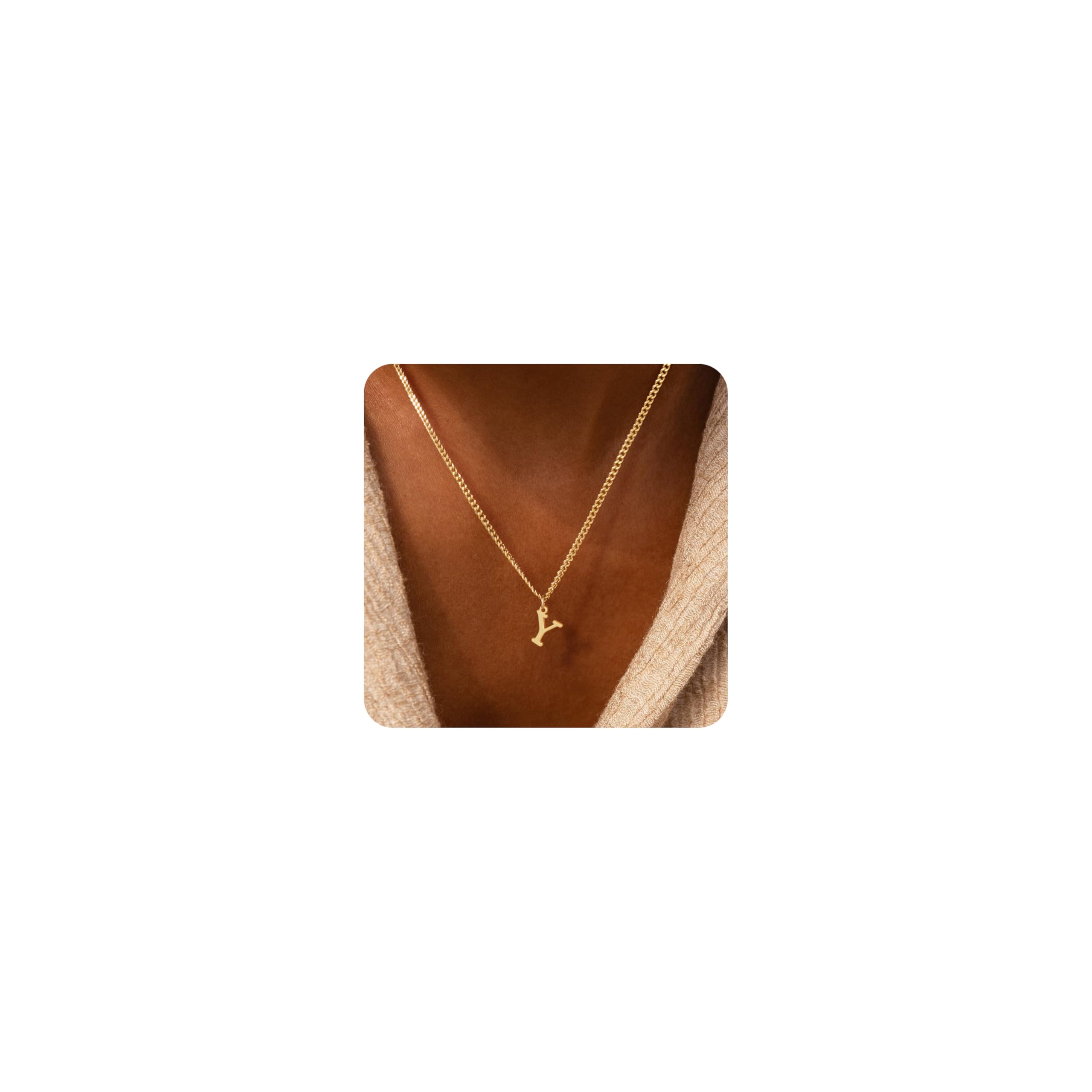 MARYLAX Gold Initial Necklace for Women, Dainty 14K Gold A-Z Letter Necklace Cute Pendant Personalized Name Necklace Trendy Fashion Jewelry Birithday