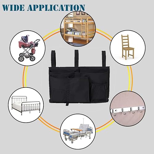 Miniatura 4 de Organizador de almacenamiento para mesita de noche, bolsa organizadora de almacenamiento colgante con 8 bolsillos para literas, rieles de cama de