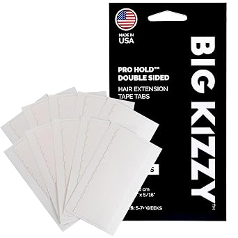 Big Kizzy Pro Hold Double Sided Replacement Tape Tabs for Hair Extensions - Strong Flexible Hold and Damage Free Tape in Hair Extension Tape- 5-7+ weeks of wear - 120 Tabs