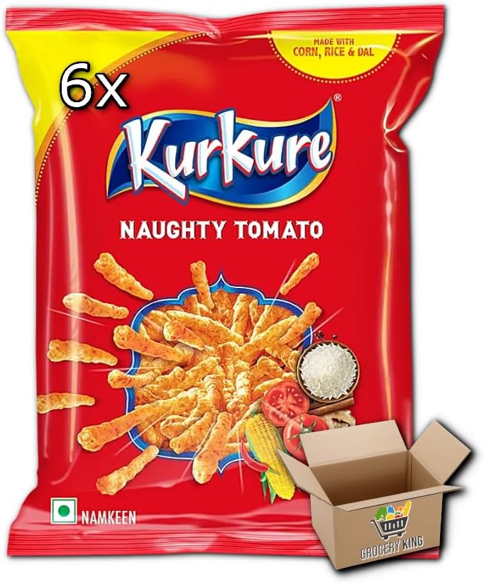 Kurkure Pack Of 6 Crisp Chips Snacks | Naughty Tomato 6x70g Grocery King
