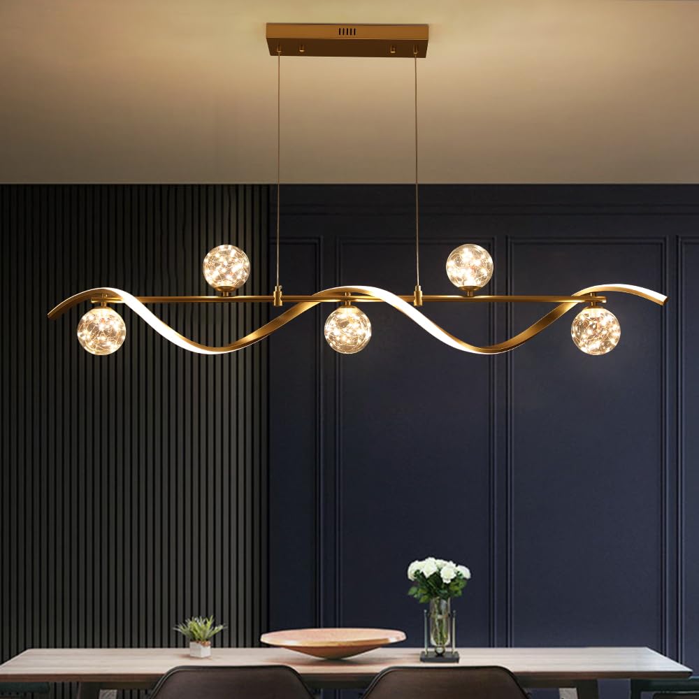 BULUXE Six-Light Gold Linear Pendant