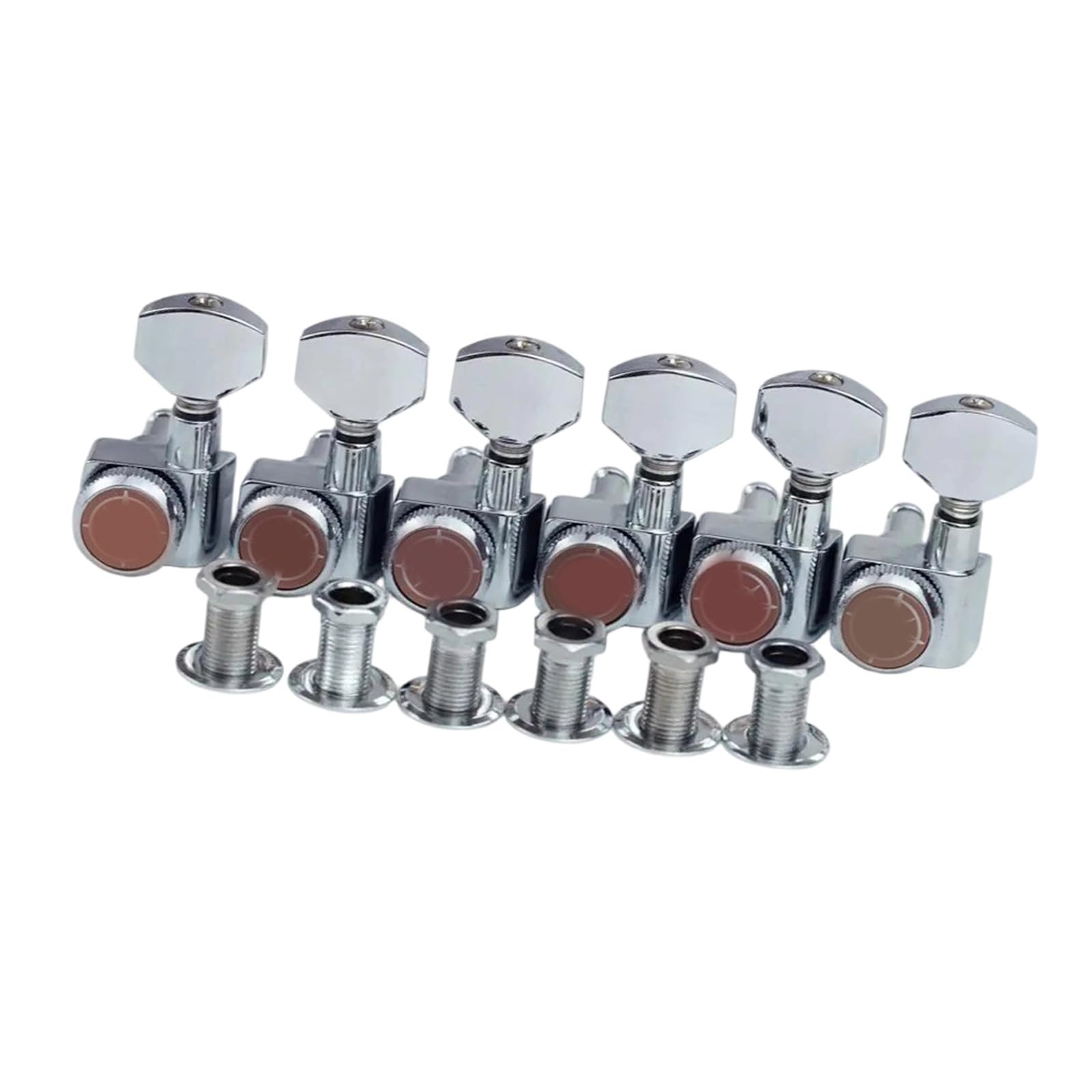Clavijas De Afinación Guitarra 6L Con Botón Ovalado Y Relación Engranaje 1:18 Clavijas Guitarra