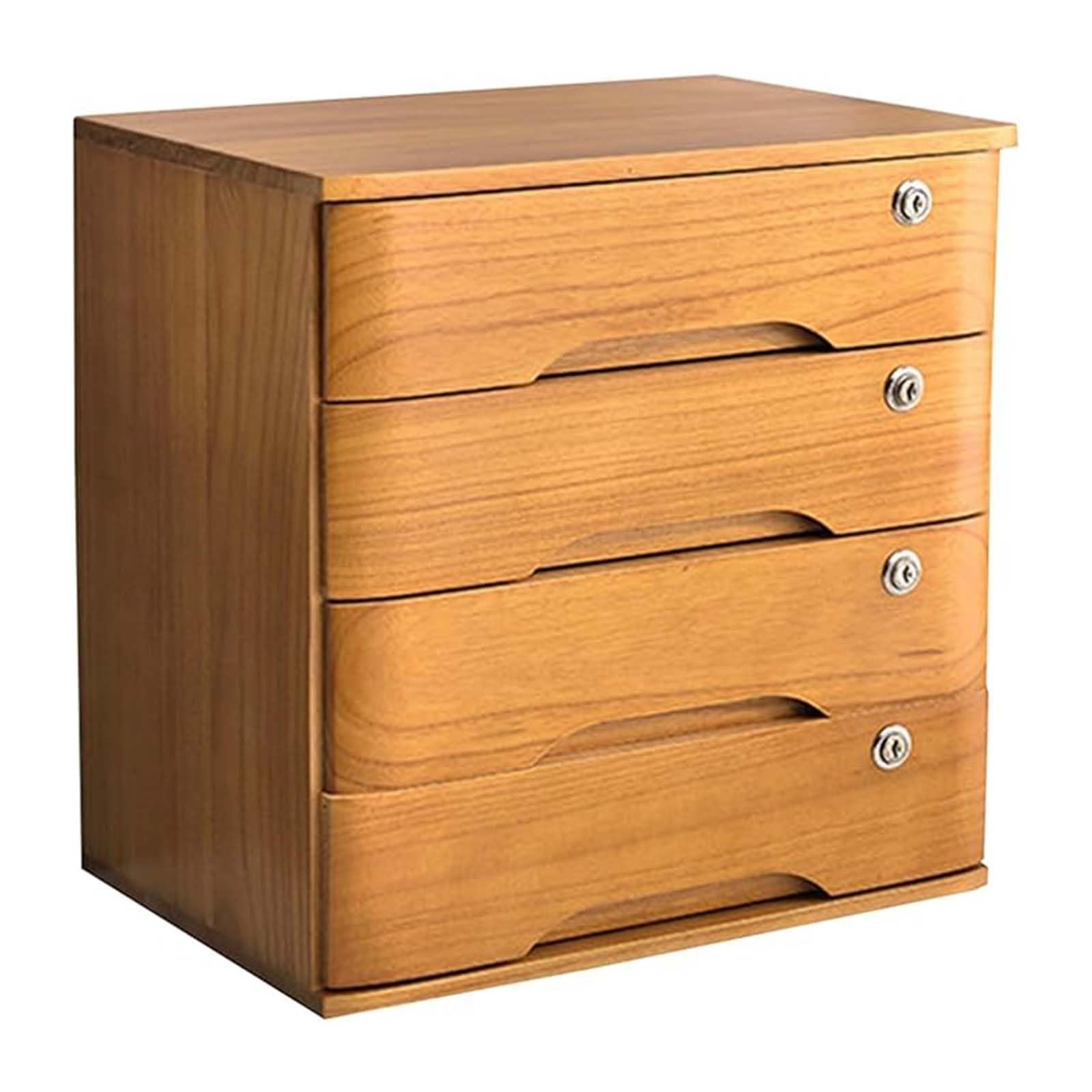 GUODDM Solid Wood Desktop Storage Box With Lockable Drawer-style Four-tier Desktop Cabinet For Office Miscellaneous Documents And Files, Office Supplies Desk Accessories(D)