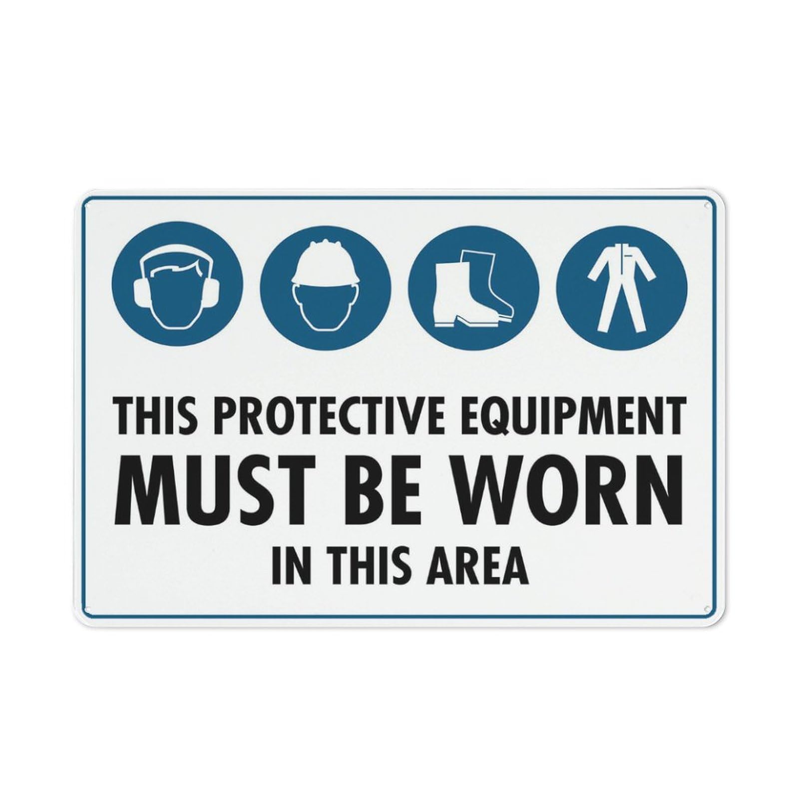 Building Site Protection Equipment Must Be Worn Sign 12X8 Inch Aluminum Uv Ink Printed For House And Business