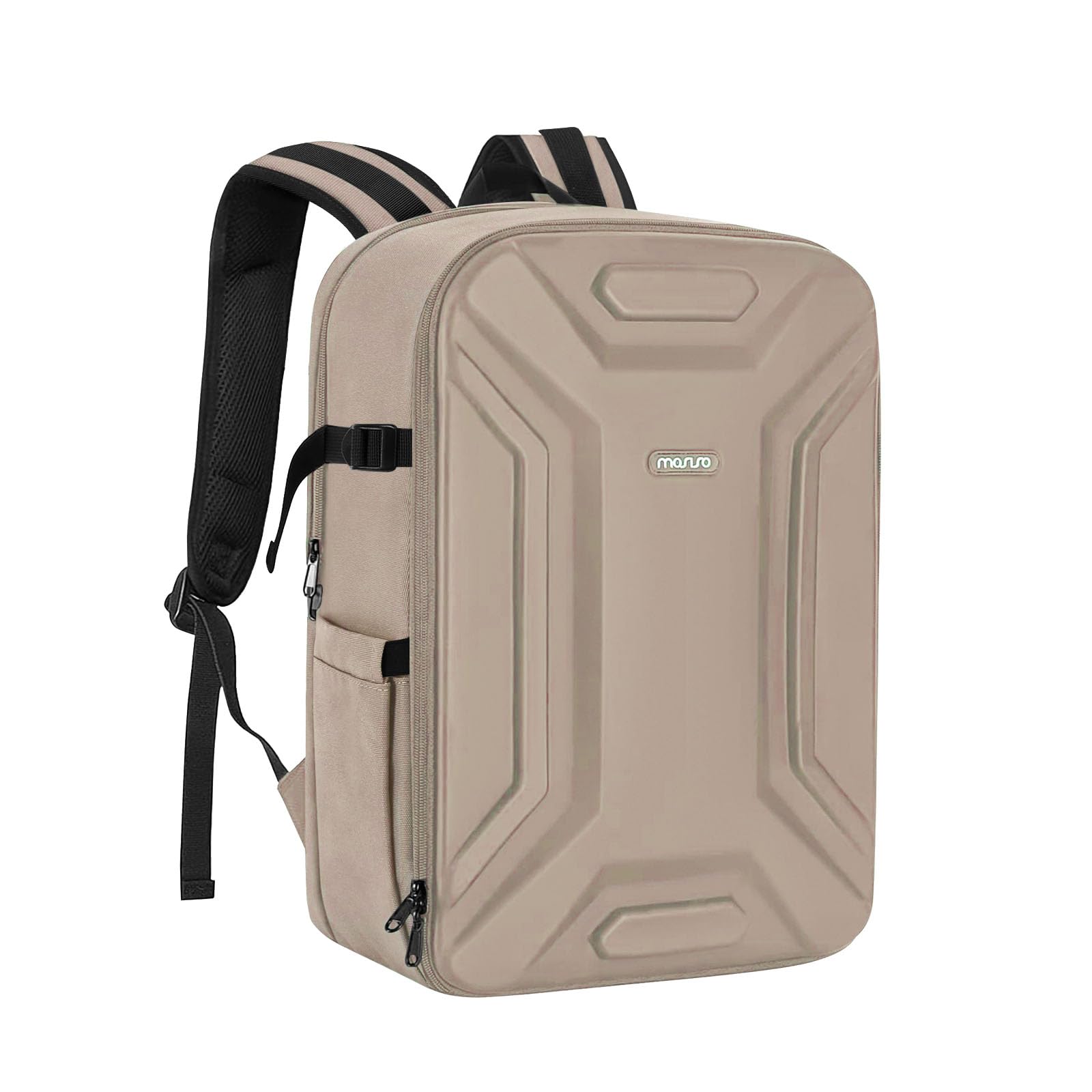 MOSISO Camera Backpack, DSLR/SLR/Mirrorless Camera Bag Waterproof Symmetric Geometric Hard Shell with Tripod Holder&15-16 inch Laptop Compartment Compatible with Canon/Nikon/Sony, Camel