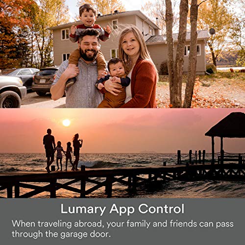 Lumary Smart Garage Door Opener Compatible with Alexa and Google Assistant, Wi-Fi Control, Message Notification Modes, No Hub Required.