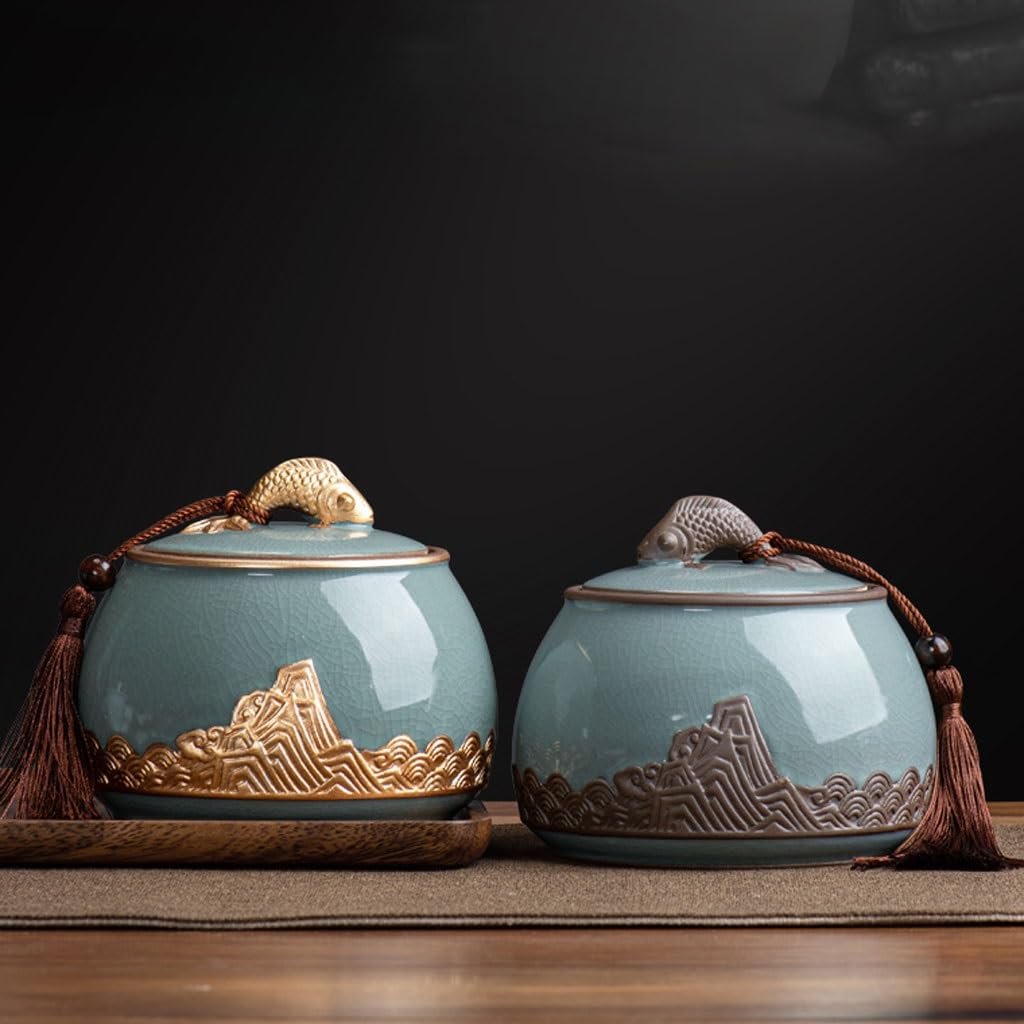 Lata de té Latas de té cerámica, latas Selladas, vacías, Cajas for el hogar, Almacenamiento Chino Carrito de té(B)