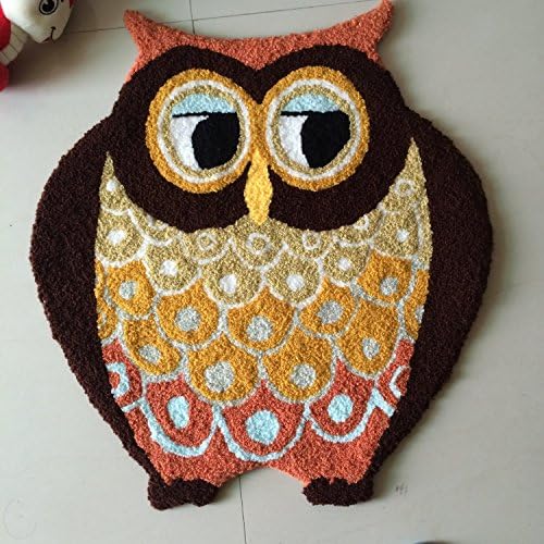 KEPSWET Modern Cartoon Rugs Cute Qwl Pattern Livingroom Door Mats Golden Design Children Bedroom Carpet Simple Non-silp Bathroom Floor Mats (2'2x2'0, Photo Color)