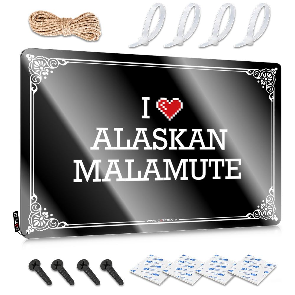 Fzfn Colour Dorm Room Accessories Novelty Wall Art - I Love Alaskan Malamute Rustic Wall Art Accessory Easy Hang For Tiki Bar(30X40cm)