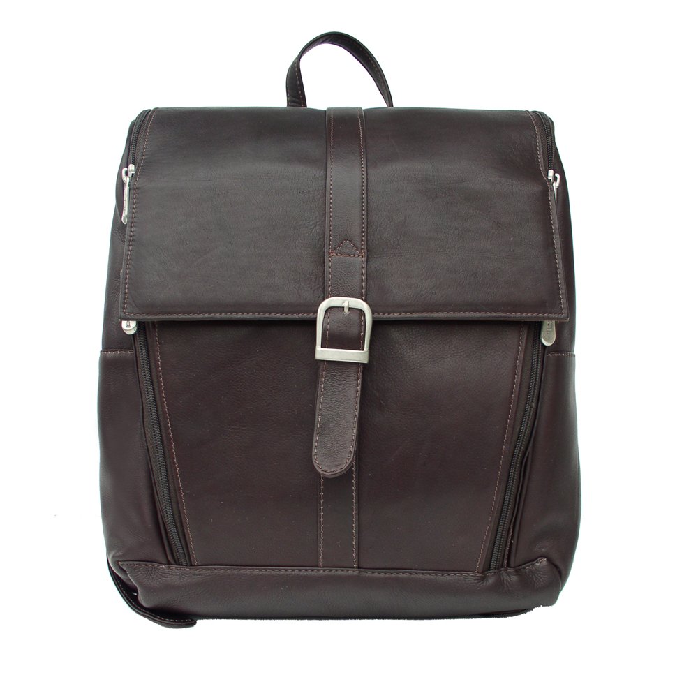 Piel Leather Slim Computer Backpack, Chocolate, One Size