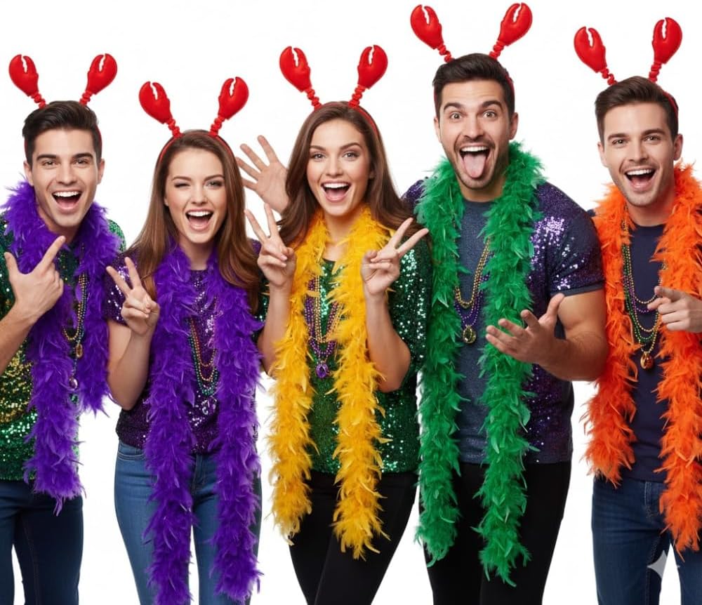 PMU Mardi Gras Holiday Party Headwear Crawfish Lobster Headband Red Costume for Men and Women (12/pkg) Pkg/1
