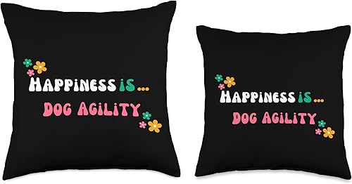 Miniatura 3 de Lover-Groovy Happiness is Dog Agility Throw Pillow, 16x16, Multicolor