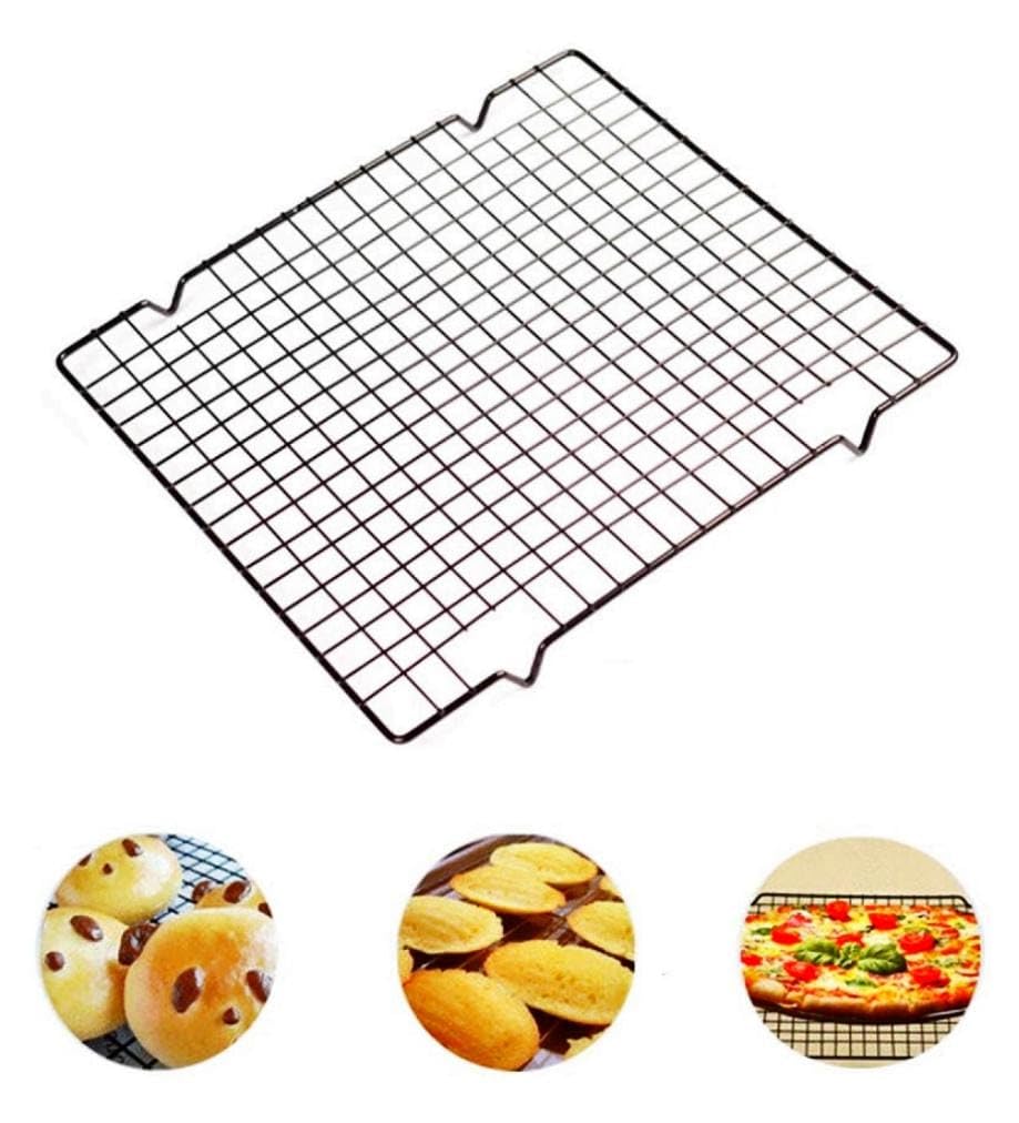 Shoppers Hub PNQ BBQ Net Grill Rectangle Medium Size (28cm x 25cm x 2cm) Teflon Coated Cooling Rack Baking Tool for Use in Homes, Bakery, Restaurants, Cafes and Other Commercial Outlets. Black 3