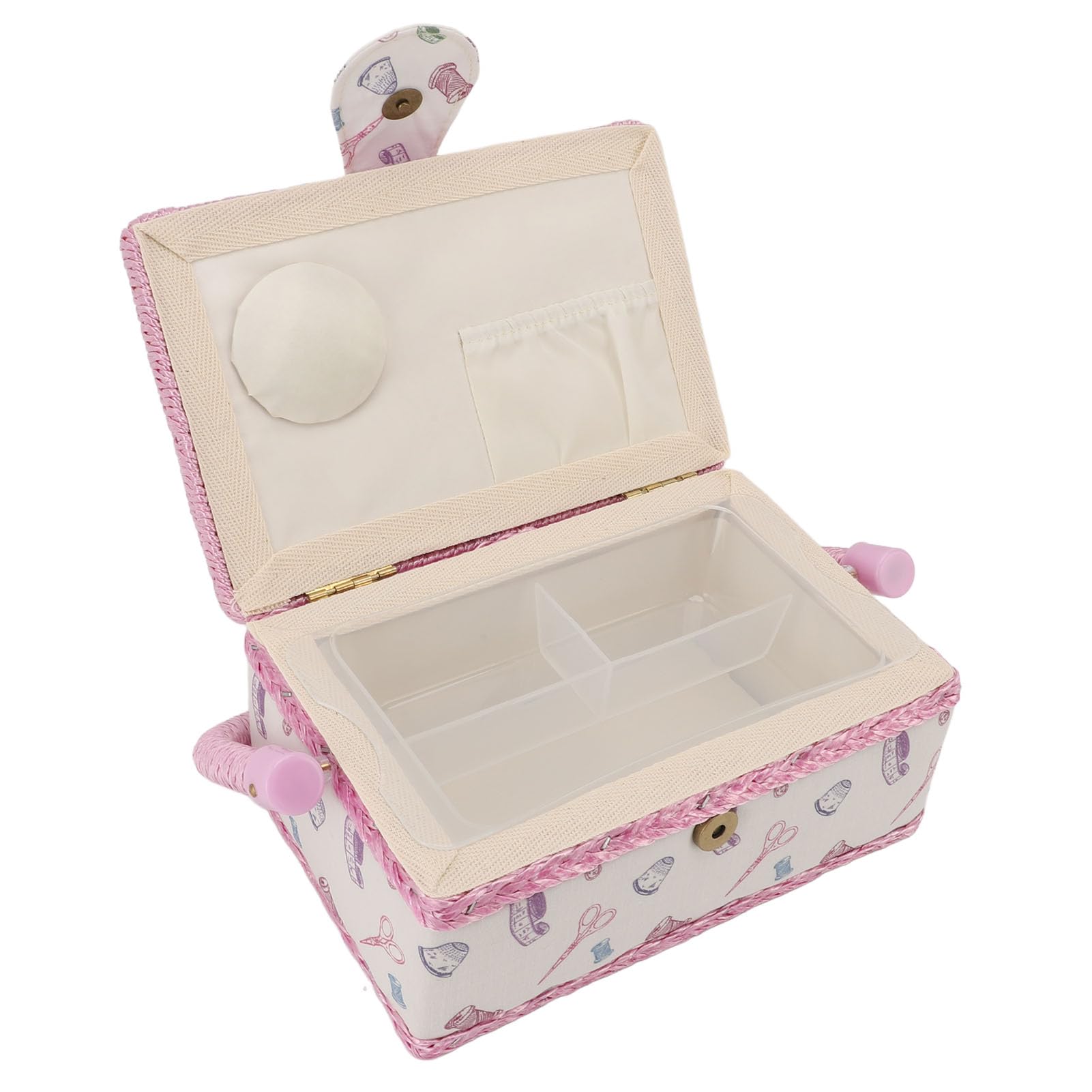 BTSEURY Sewing Basket, Sewing Organizer Box, Fabric Organizer Portable Embroidery Mending Storage Box with Removable Tray Pincushion Model C Purple