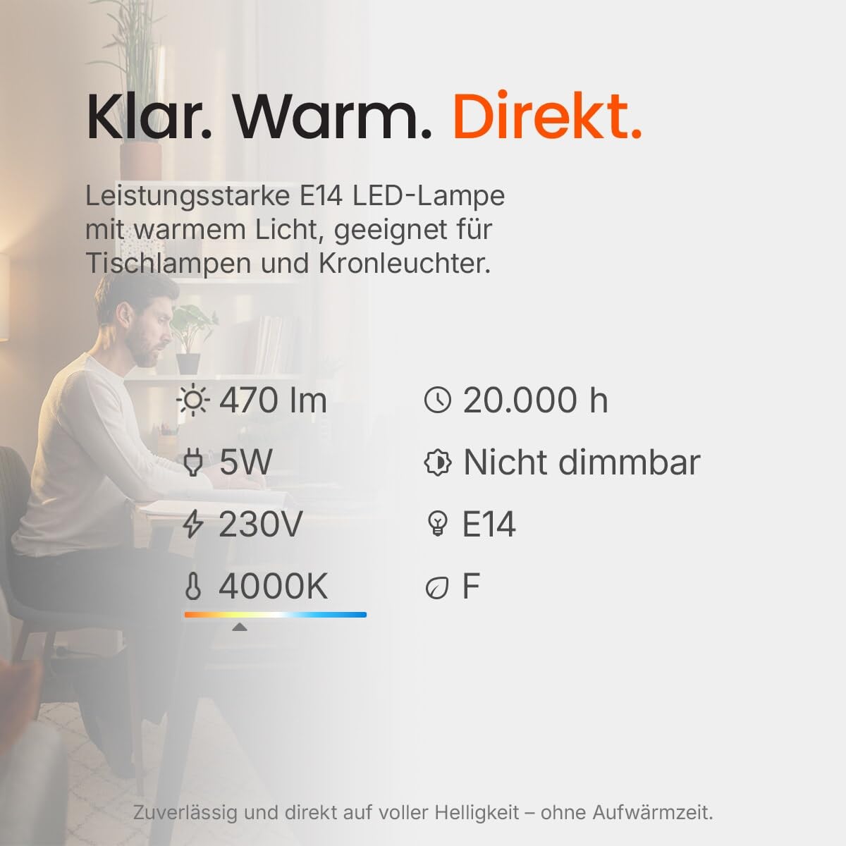 Osram LED SST Classic P45 Lampe E14-5 W, 470 lm, 4000 K, 230 V - Ø 45 mm - Geeignet für Wand-, Decken- und Küchenbeleuchtung - 10 Stück