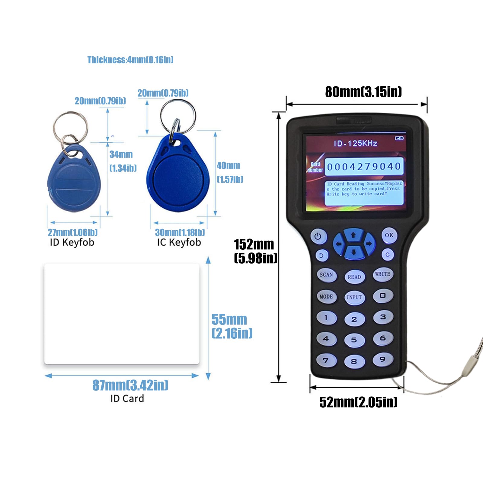 Smart Cloner con scansione automatica della frequenza per controllo accessi include tag portachiavi Scanner per schede avanzato con rilevamento automatico della frequenza