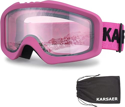 Karsaer Gafas de esquí antivaho OTG 100% protección UV, gafas de snowboard flexibles, doble lente para hombres, mujeres y jóvenes Karsaer Gafas de esquí antivaho OTG 100% protección UV, gafas de snowboard flexibles, doble lente para hombres, mujeres y jóvenes
