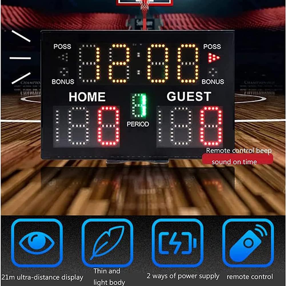 Electronic Scoreboard, Digital Scoreboard with Buzzer, 5-Level Brightness Adjustment, for Many Indoor/Outdoor Competitions