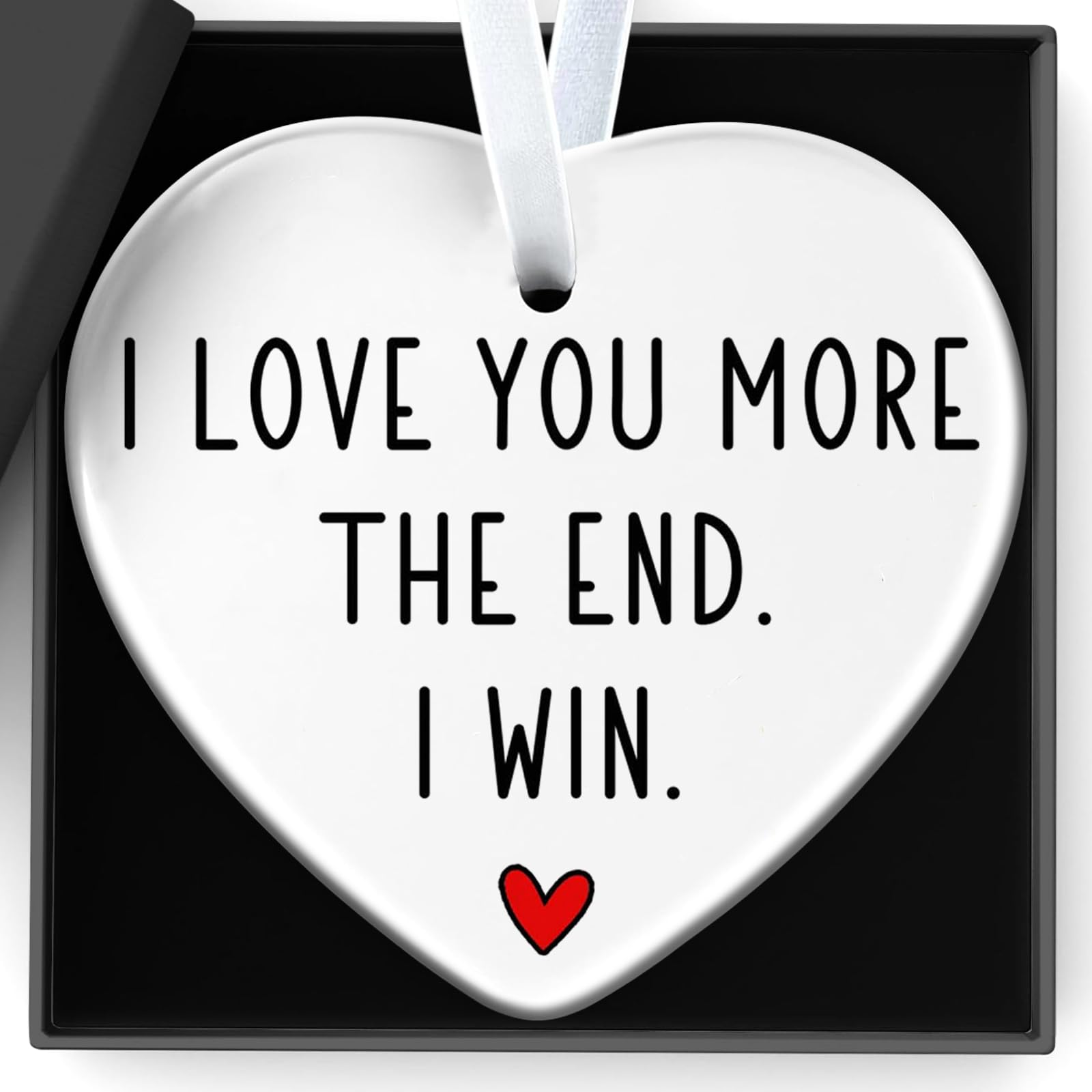 Qylazune Red Gifts For Girlfriend Heart Ceramic Sign I Love You More The End I Win, Christmas, Anniversary, Birthday Valentines Day Wedding For Girlfriend, Wife, Fiancee You're My Favorite Gifts
