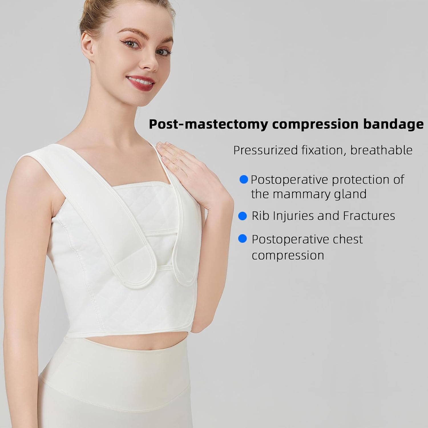 Compression Post Mastectomy without Reconstruction, Post Breast Surgery Compression Bandage, Minimally Invasive Surgery Chest Strap Compression Bandage, Medical Recovery Stretch Bandage (XL)