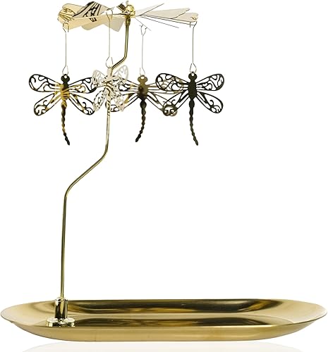 Portavelas giratorio, diseño escandinavo, diseño escandinavo, diseño de libélula dorada, diseño escandinavo, decoración del hogar, diseño de dragón