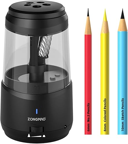 Miniatura 1 de ZMOL Sacapuntas, sacapuntas eléctrico de lápiz de color, parada automática, ajuste de 5 velocidades, afilado rápido en 3 segundos. Sacapuntas