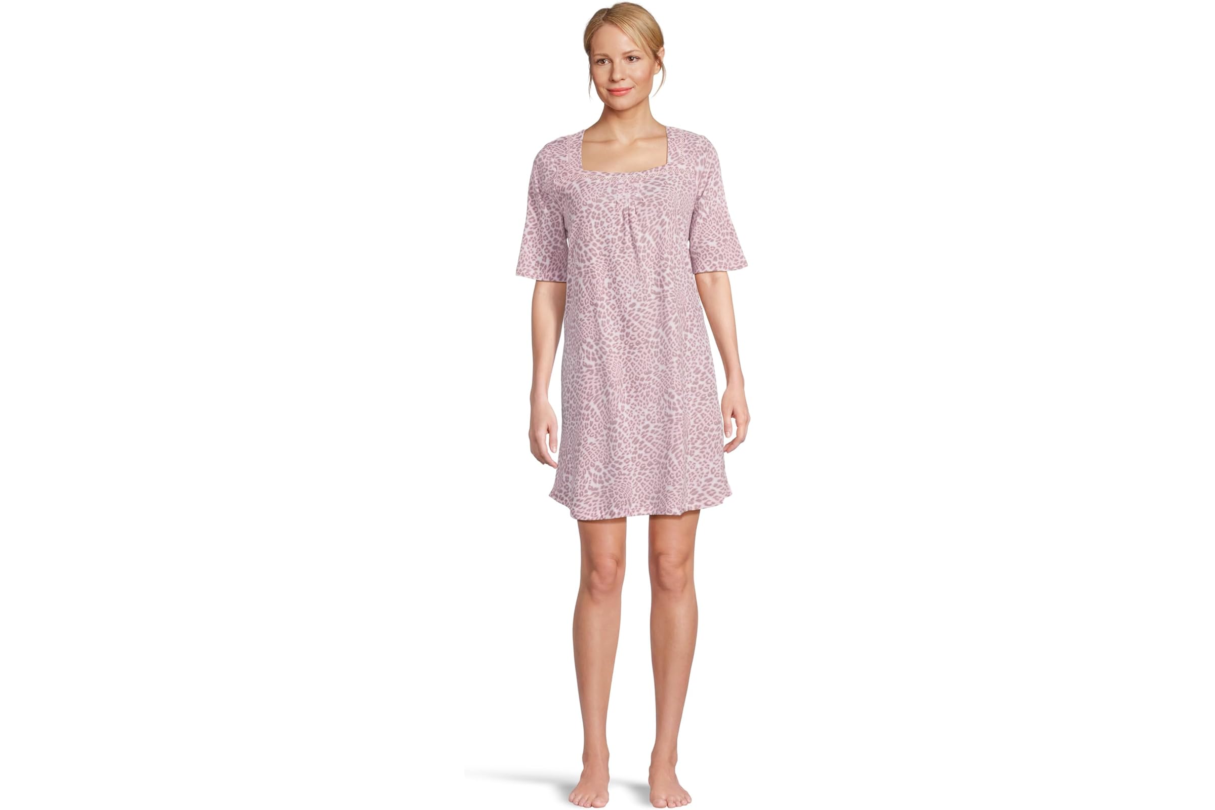 Karen Neuburger Romantic Fields Elbow Sleeve Nightgown with Lace