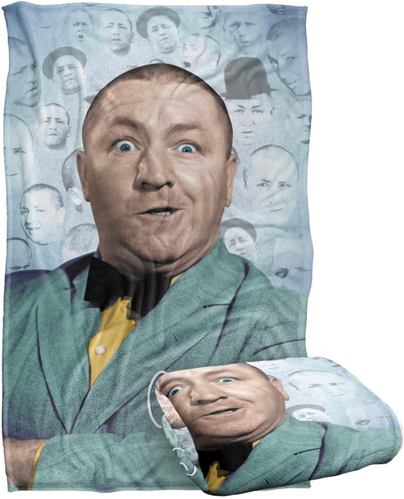 Trevco Three Stooges Curly Heads Silky Touch Super Soft Throw Blanket 36" x 58"